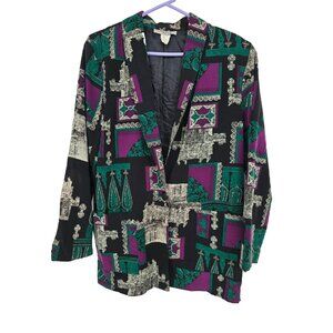 Vintage Kensington Square Size Medium Blazer 80's 90's Geometric Print